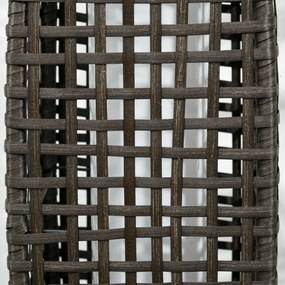 Outsunny Candeeiro de Jardim de Vime Sintético Candeeiro Solar de Exterior com Luzes LED Ligar/Desligar Automático para Varanda Pátio 21x21x78cm Cinza