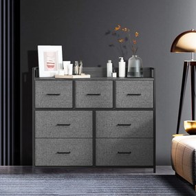 Cómoda, armário, 7 gavetas em tecido com puxadores 28,5 x 98 x 85 cm cinza ardósia-cinza antracite