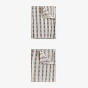 Conjunto De 2 Toalhas De Cozinha De Algodão Oziel Crema - Sklum