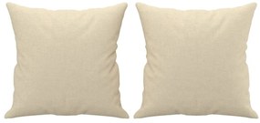 Sofá 3 lugares + almofadas decorativas 180 cm tecido cor creme
