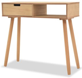 Mesa consola de pinho maciço 80x30x72 cm castanho
