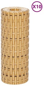 Telas de varanda 10 pcs 255x19 cm vime PE castanho-claro