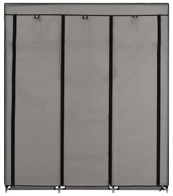 Roupeiro c/ compartimentos e varões 150x45x175 cm tecido cinza