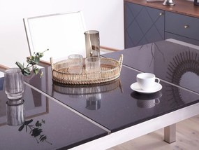 Mesa de refeições em inox e painéis de granito preto polido 180 x 90 cm GROSSETO Beliani