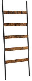 Escada para cobertores VASAGLE, prateleira inclinada para escada, toalheiro de 5 níveis, 65 cm de largura, estrutura de aço, para cobertores, toalhas, cachecóis, estilo industrial, marrom rústico e preto LLS011B01