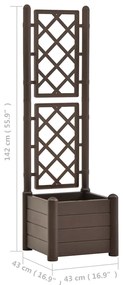 Vaso/floreira de jardim com treliça 43x43x142 cm PP cor moca