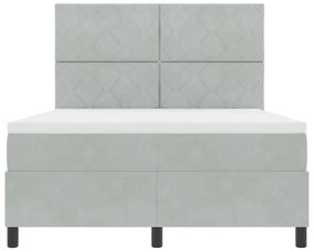 Cama Box com Colchão vidaXL Cinza Claro 140x190 cm Veludo