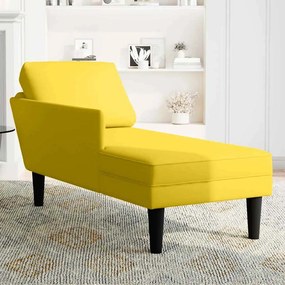 Chaise lounge c/almofada/apoio de braços direito veludo amarelo