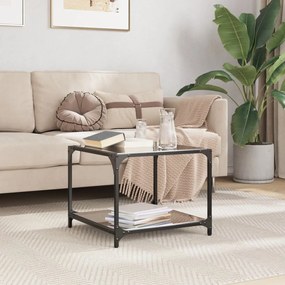 Mesa de centro com topo em vidro preto 50x50x40 cm aço