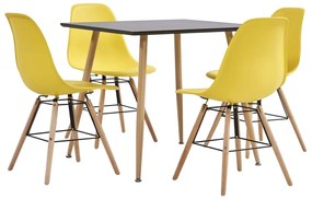 vidaXL 5 pcs conjunto de jantar plástico amarelo