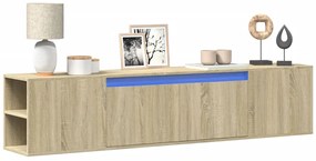 Móvel de parede p/ TV luzes LED 180x31x39,5 cm carvalho sonoma