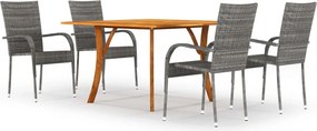 vidaXL 5 pcs conjunto de jantar para jardim cinzento