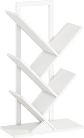 Estante em Forma de Árvore de 5 Níveis Estante de Livros com 5 Prateleiras e Estrutura de Aço 50x24x82 cm Branco