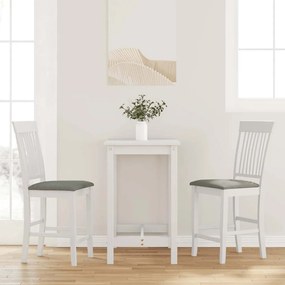 Bancos de bar com almofadões 2pcs madeira de seringueira maciça