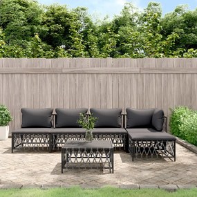 vidaXL 6 pcs conjunto lounge de jardim com almofadões aço antracite