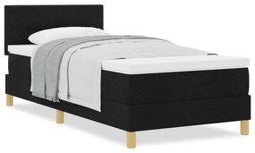 Cama Box Spring com Colchão Preta 90x200 cm Tecido