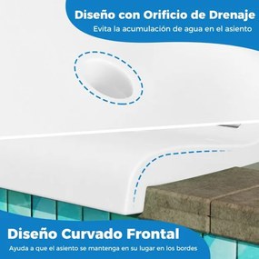 Cadeira dobrável portátil para exterior, piscina branca