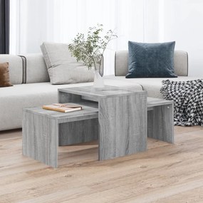 vidaXL Conjunto mesas centro 100x48x40cm derivad. madeira cinza sonoma