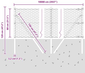 Cerca Hexagonal vidaXL Cinza 0.8x100 m Aço