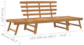 Banco de jardim 2-em-1 190 cm madeira de acácia maciça