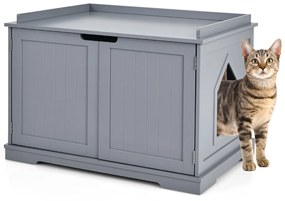 Casa de Areia para Gatos Animais de Estimação com Furo Casa Espaçosa 75 x 53 x 52 cm Cinza