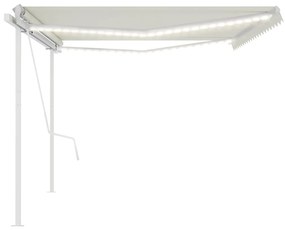 Toldo automático c/ LED e sensor de vento 5x3,5 m cor creme
