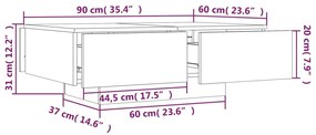 Mesa de Centro Davi com 4 Gavetas - Cinzento - Design Moderno