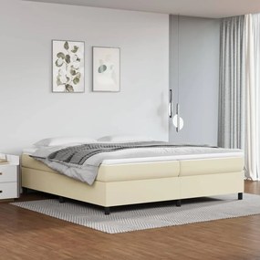 vidaXL Estrutura de cama com molas 200x200 cm couro artificial cor creme