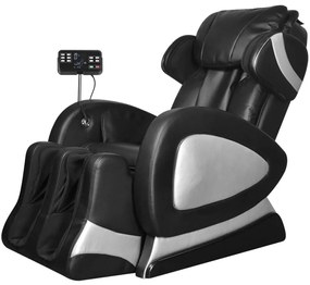 Cadeira de massagens com ecrã couro artificial preto