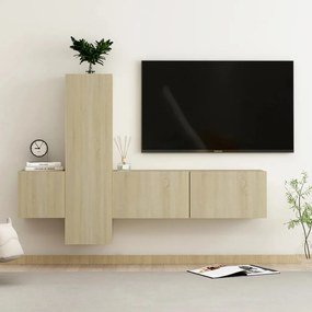 3 pcs conjunto móveis de TV derivados madeira carvalho sonoma