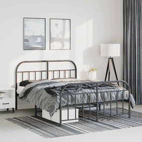 Estrutura de cama com cabeceira e pés 150x200 cm metal preto