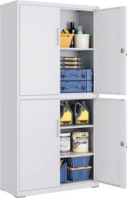 Armário de arquivo com 4 portas e 5 prateleiras, 40 x 80 x 180 cm, cinzento mate