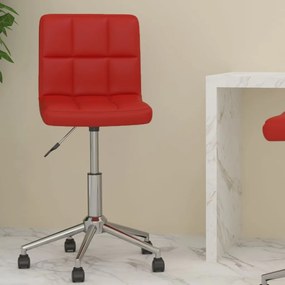 vidaXL Cadeira de escritório giratória couro artificial vermelho tinto