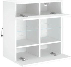 Móvel de parede para TV com luzes LED 58,5x30x60,5 cm branco