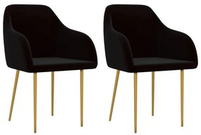 vidaXL Cadeiras de jantar 2 pcs veludo preto