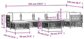 8 pcs conjunto lounge de jardim com almofadões aço antracite