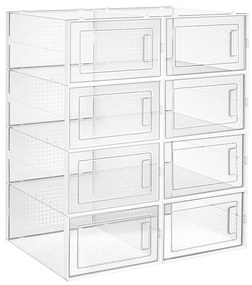 Caixas de sapatos transparentes, empilháveis e dobráveis para organização | SONGMICS | 33.3 x 23 x 14 cm | branco | LSP08SWT.