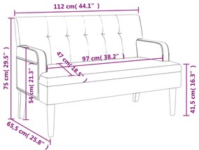 Banco com encosto 112x65,5x75 cm couro artificial cappuccino