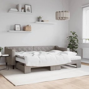 vidaXL Sofá-cama c/ gavetão/colchões 80x200cm tecido cinza-acastanhado
