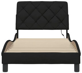 Estrutura de cama com LED sem colchão 90x190 cm tecido preto