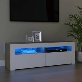 vidaXL Móvel de TV com luzes LED 120x35x40 cm branco e carvalho sonoma