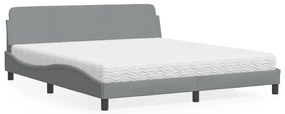 vidaXL Cama com colchão 180x200 cm tecido cinzento-claro