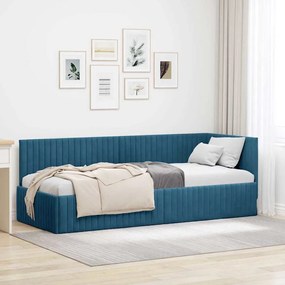 vidaXL Estrutura de Cama de Canto Azul 80 cm x 200 cm Veludo