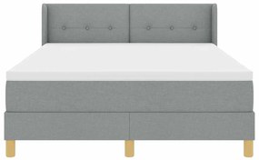 Cama Box com Colchão Cinza Claro, 140 x 200cm, Tecido