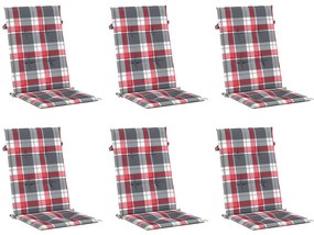 Almofadões cadeiras altas de jardim 6pcs tecido xadrez vermelho