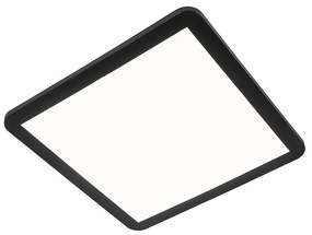 Candeeiro de teto moderno preto 40cm quadrado com LED regulável em 3 níveis IP44 - Steve Moderno