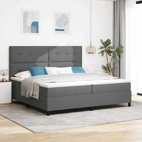 vidaXL Cama Box com colchão Cinza Escuro 200 x 200 cm tecido