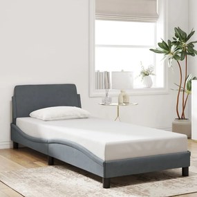 Estrutura de cama sem colchão 90x200 cm veludo cinzento-escuro