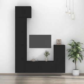 vidaXL Conjunto móveis de TV 5 pcs madeira processada preto