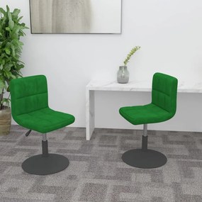 vidaXL Cadeiras de jantar giratorias 2 pcs veludo verde-escuro